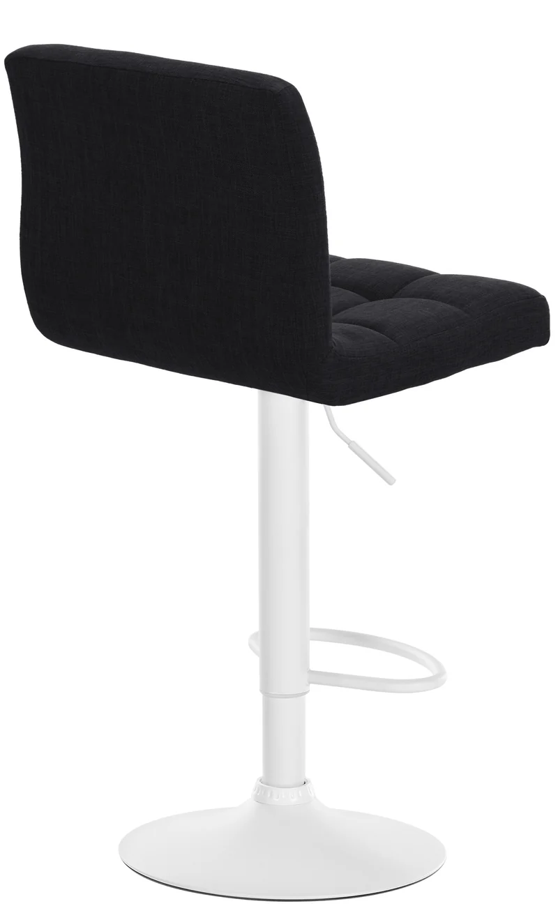 Tabouret de bar x1 style contemporain en tissu matelassé noir cadre métal blanc 10_0006089