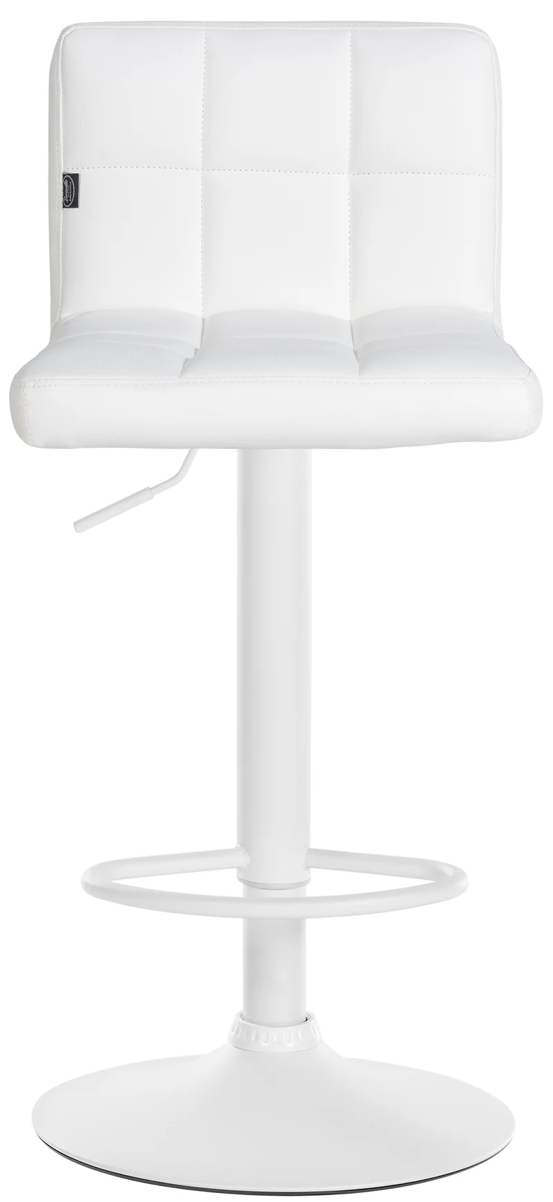 Lot de 2 tabourets de bar en PVC blanc coutures décoratives piètement métal blanc 10_0005988