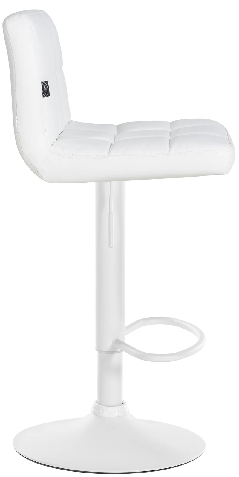 Lot de 2 tabourets de bar en PVC blanc coutures décoratives piètement métal blanc 10_0005988