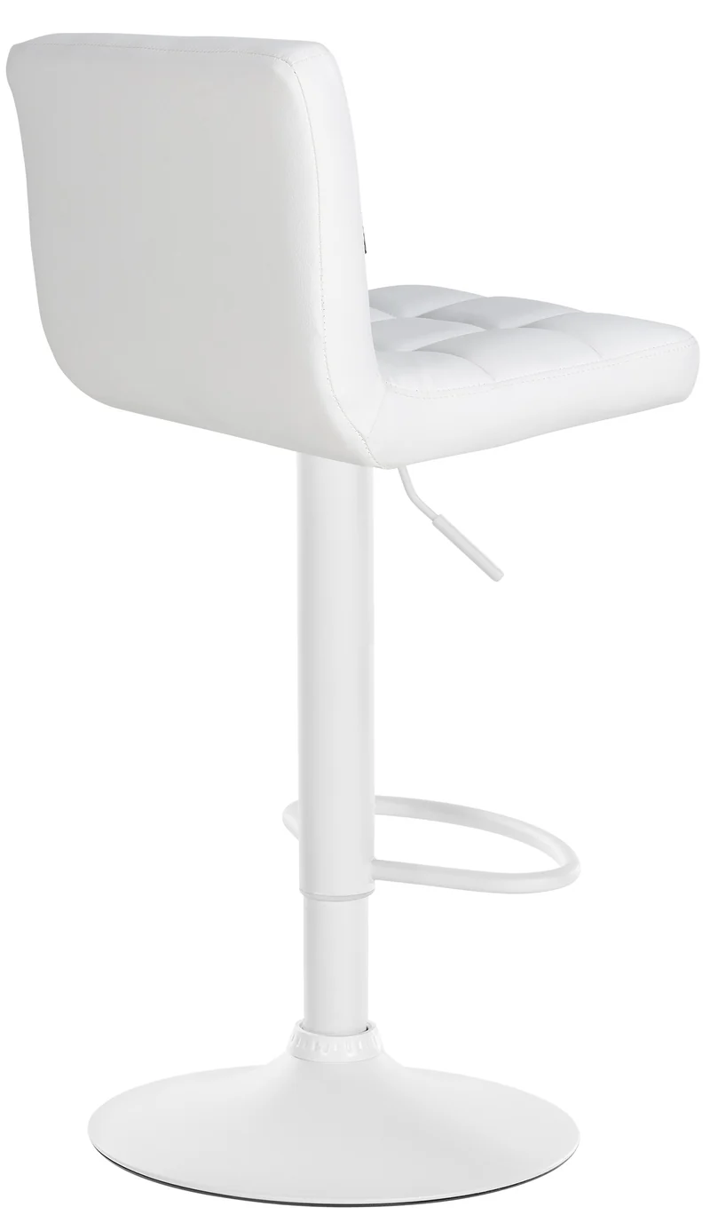 Lot de 2 tabourets de bar en PVC blanc coutures décoratives piètement métal blanc 10_0005988