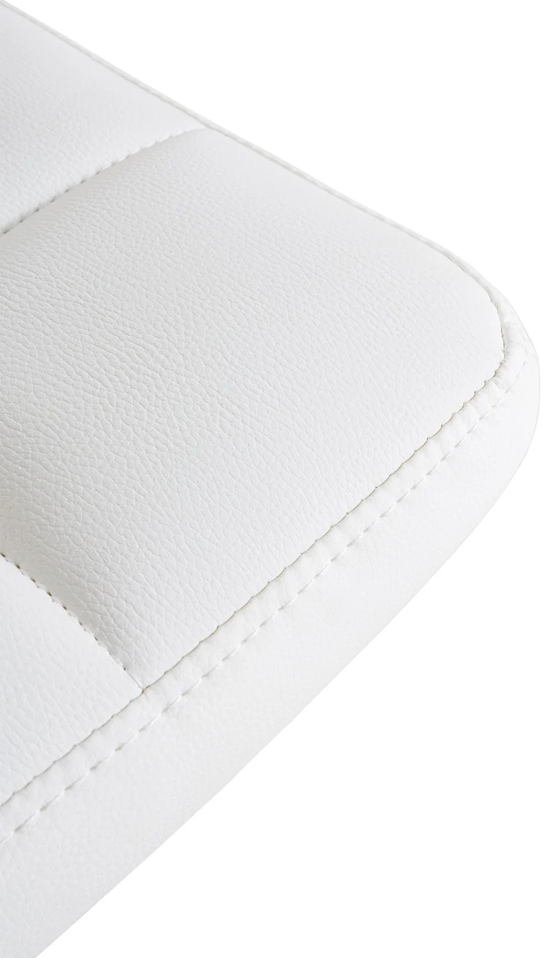 Lot de 2 tabourets de bar en PVC blanc coutures décoratives piètement métal blanc 10_0005988