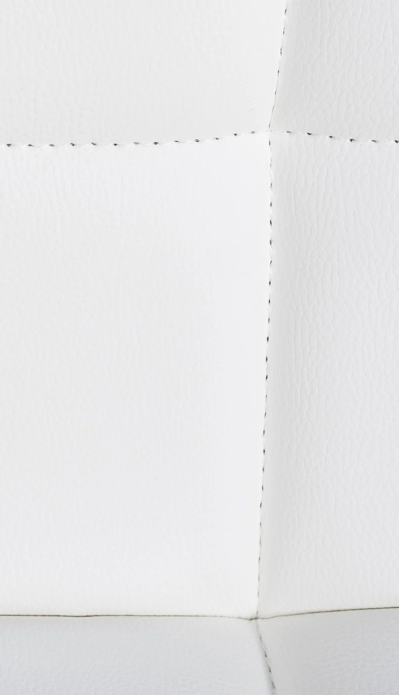 Lot de 2 tabourets de bar en PVC blanc coutures décoratives piètement métal blanc 10_0005988