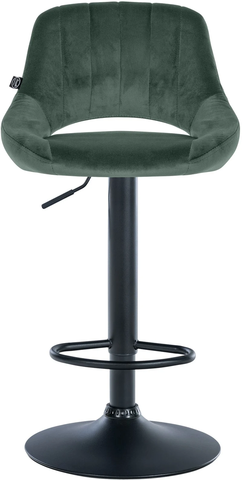 Lot de 2 tabourets de bar réglables en velours vert dossier ajouré et pied métal noir 10_0005585
