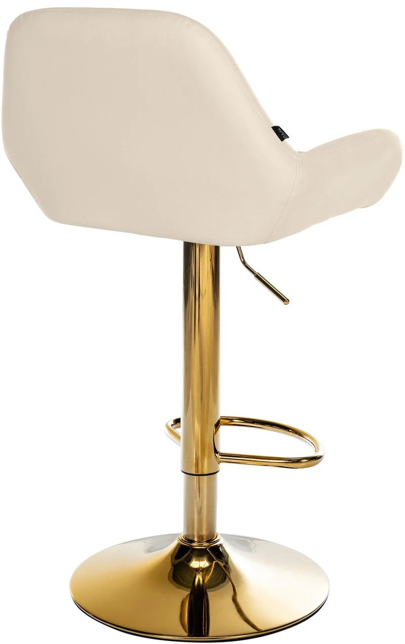 Lot de 2 tabourets de bar repose-pieds en forme d'arc en métal doré assise en PVC crème TDB10801