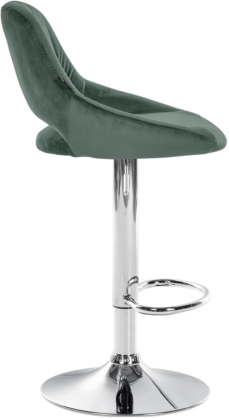 Lot de 2 tabourets de bar avec repose-pieds en forme d'arc assise en tissu vert cadre en métal TDB10759