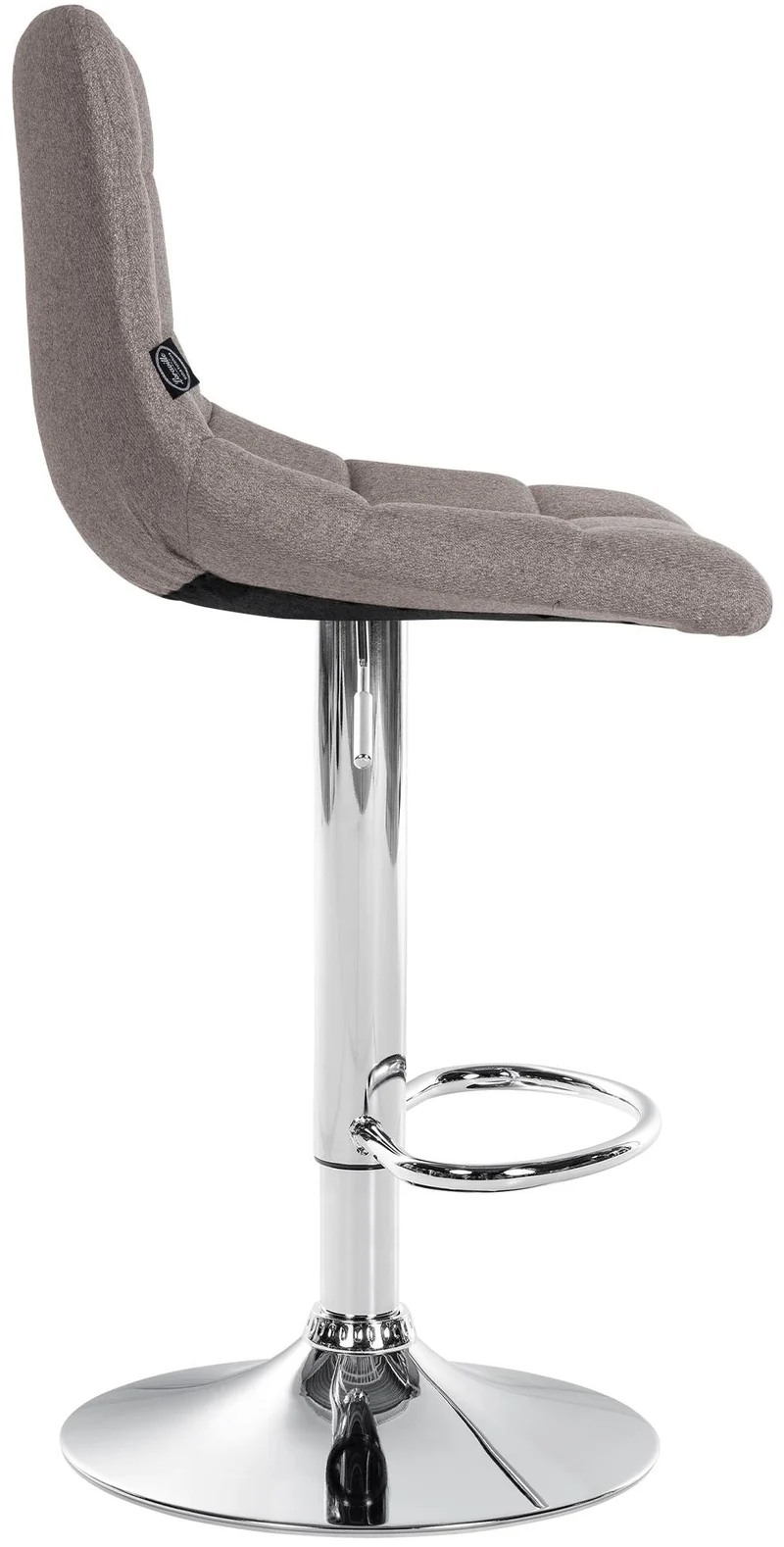 Lot de 2 tabourets de bar en tissu gris base métal chromé réglable en hauteur et repose-pieds TDB10622