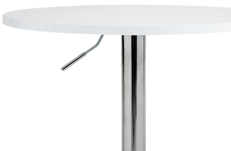 Table de bar réglable en hauteur Ø60 cm – Plateau bois blanc rond pied trompette métal stable et moderne 10_0009152