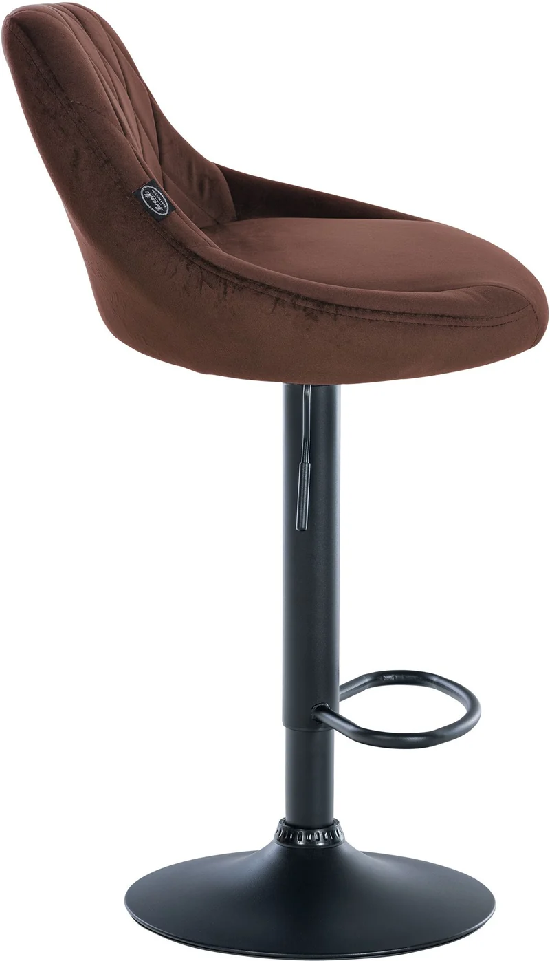 Set de 2 tabourets de bar coutures décoratives losanges assise en velours marron et cadre en métal noir TDB10775