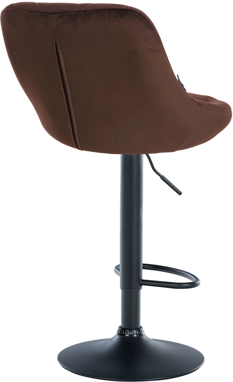 Set de 2 tabourets de bar coutures décoratives losanges assise en velours marron et cadre en métal noir TDB10775