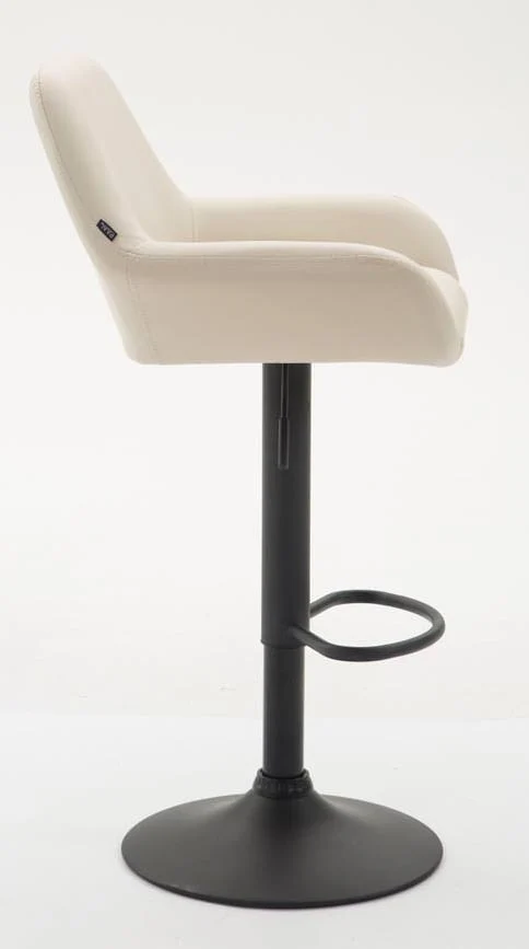 Lot de 2 tabourets de bar moderne et confortable en synthétique crème pieds trompette en métal noir TDB10218
