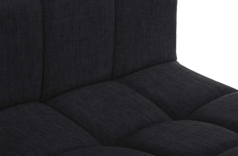 Tabouret de bar x1 style contemporain en tissu matelassé noir cadre métal noir 10_0006082