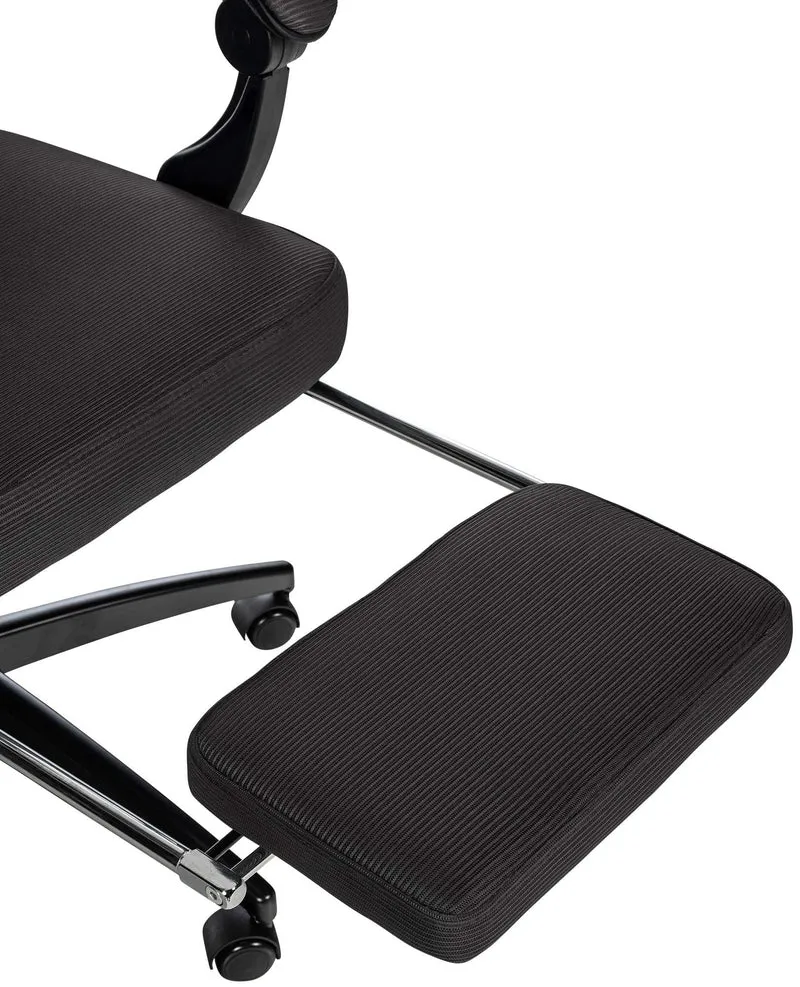 Fauteuil de bureau ergonomique avec appui-tête réglable soutien lombaire et repose-pieds extensible en maille noir BUR10706