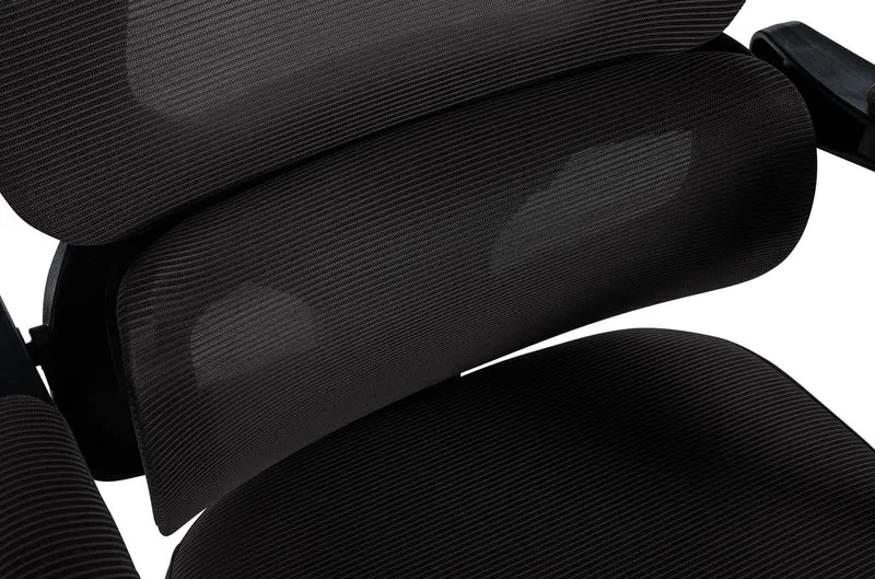 Fauteuil de bureau ergonomique avec appui-tête réglable soutien lombaire et repose-pieds extensible en maille noir BUR10706