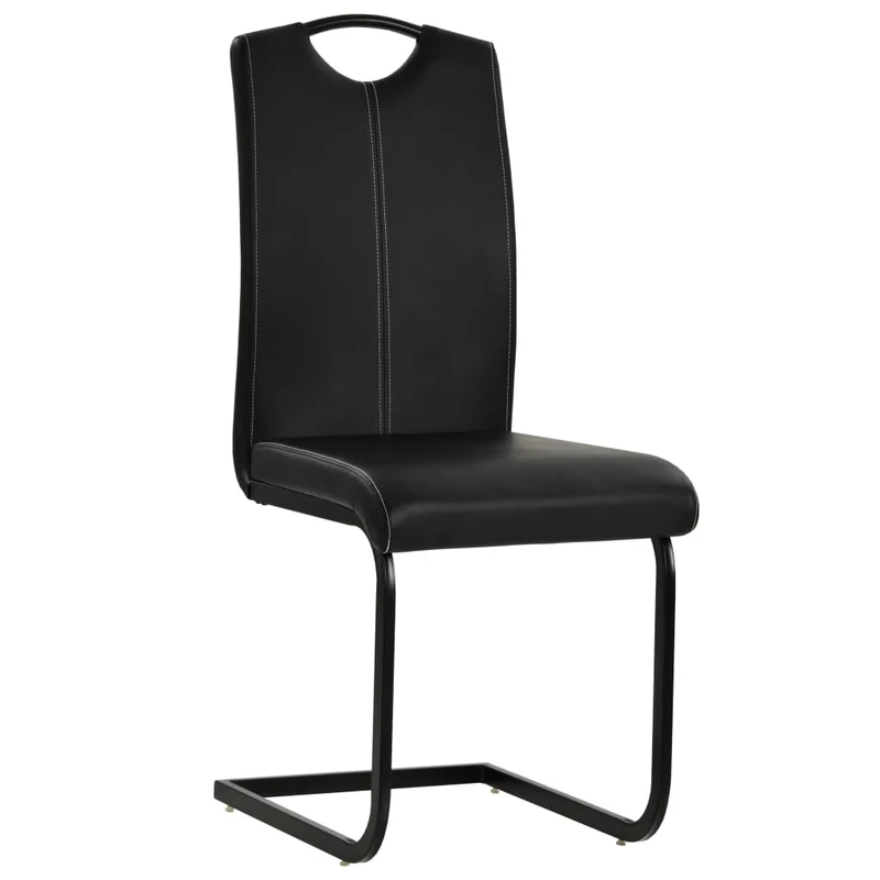 Lot de 2 chaises de salle à manger cuisine cantilever design contemporain synthétique noir CDS020374
