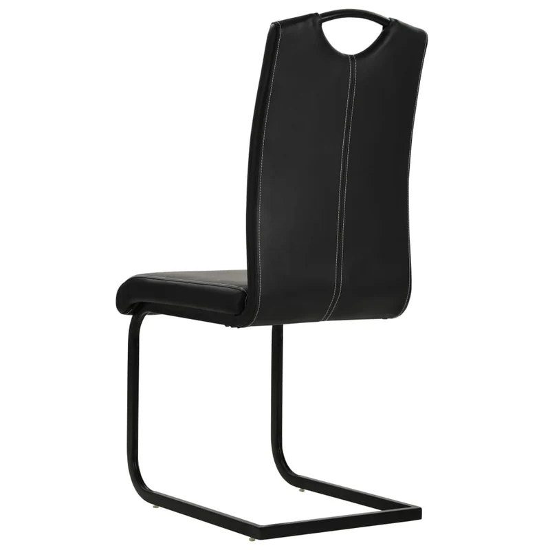 Lot de 2 chaises de salle à manger cuisine cantilever design contemporain synthétique noir CDS020374