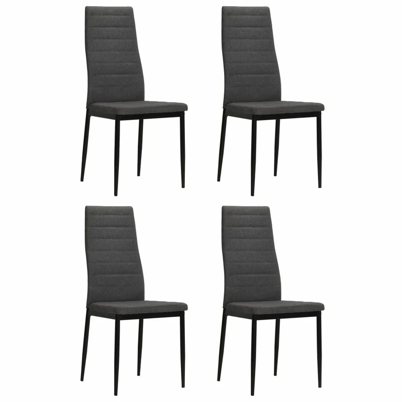 Lot de 4 chaises de salle à manger cuisine cadre métallique en tissu gris foncé CDS021547