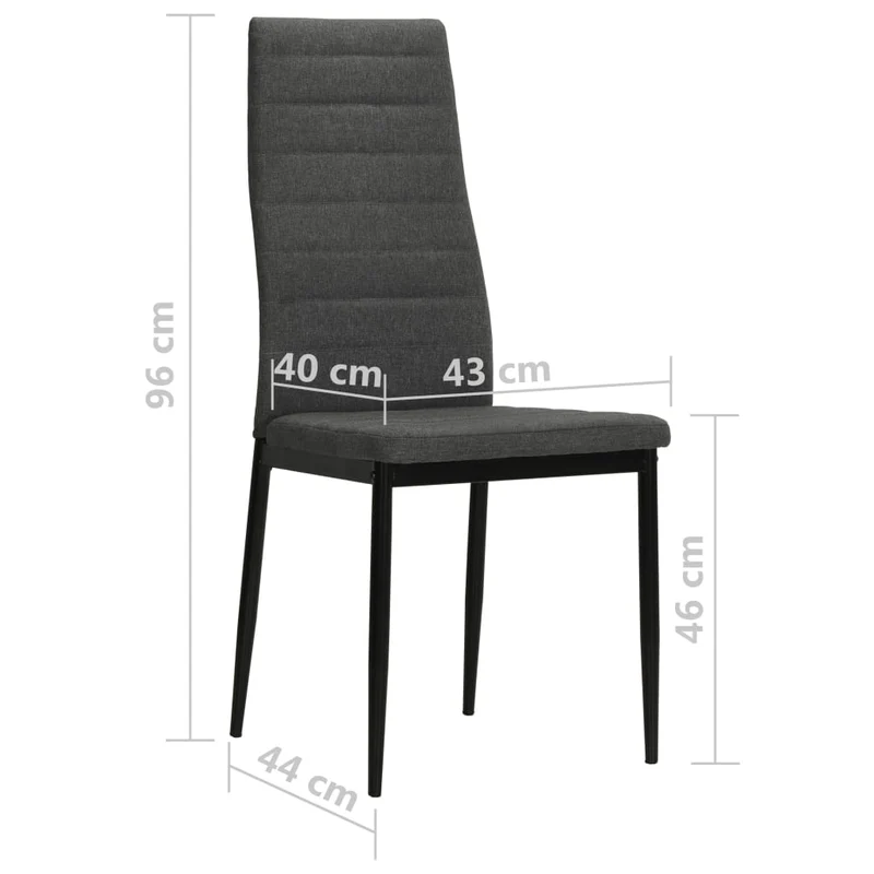 Lot de 6 chaises de salle à manger cuisine design contemporain tissu gris foncé CDS022444