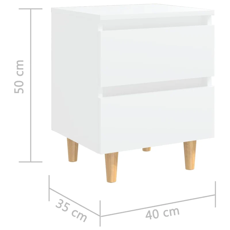Lot de 2 tables de chevet avec tiroirs 40 x 35 x 50 cm bois d'ingénierie blanc DEC035957