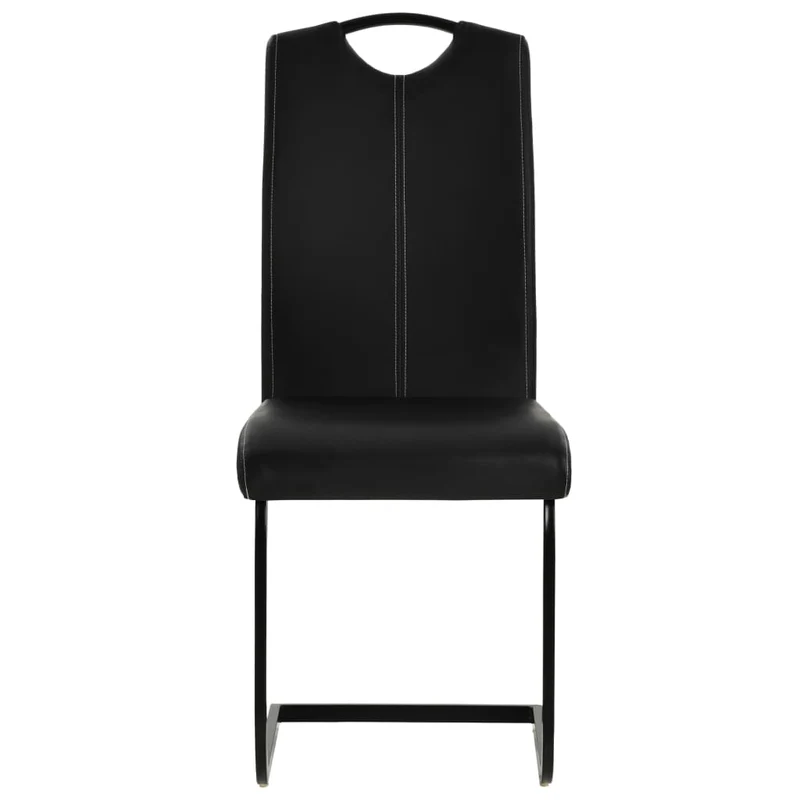 Lot de 4 chaises de salle à manger cuisine cantilever style moderne en synthétique noir CDS021418