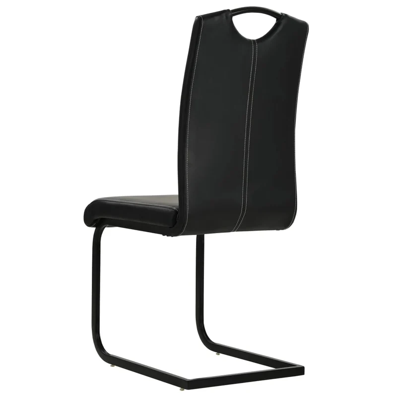 Lot de 4 chaises de salle à manger cuisine cantilever style moderne en synthétique noir CDS021418