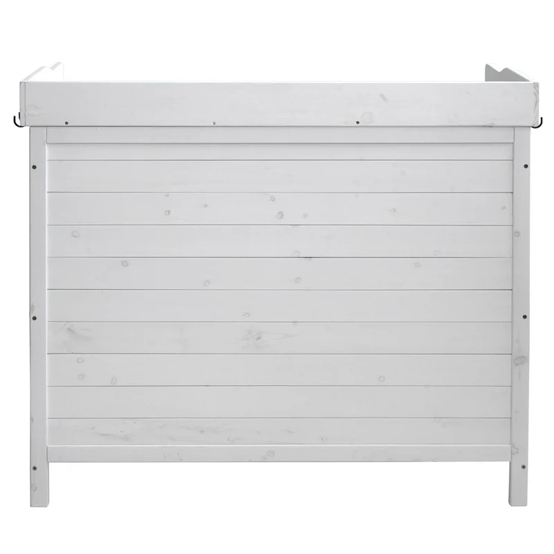 Table à plantes armoire de jardin avec plan de travail et espace de rangement en bois de sapin 86x104x52 cm blanc 04_0005752