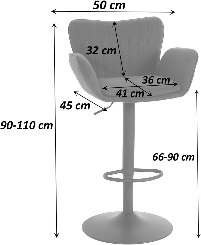 Lot de 2 tabourets de bar chaise haute avec accoudoir repose-pieds rotatif en tissu marron foncé base en fer noir TDB04091