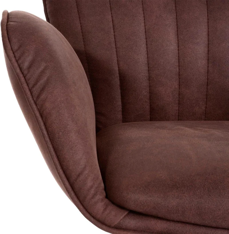 Lot de 2 tabourets de bar chaise haute avec accoudoir repose-pieds rotatif en tissu marron foncé base en fer noir TDB04091