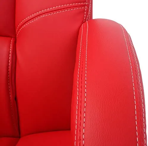 Fauteuil chaise de bureau sur roulettes pivotante hauteur réglable synthétique rouge 04_0001804