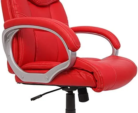 Fauteuil chaise de bureau sur roulettes pivotante hauteur réglable synthétique rouge 04_0001804
