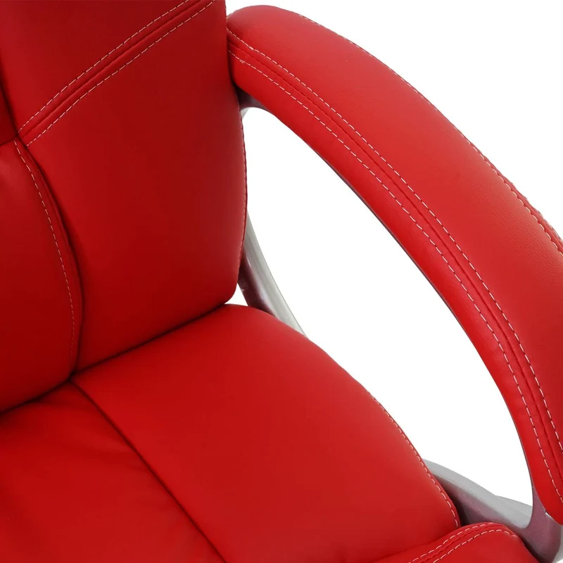 Fauteuil chaise de bureau sur roulettes pivotante hauteur réglable synthétique rouge 04_0001804