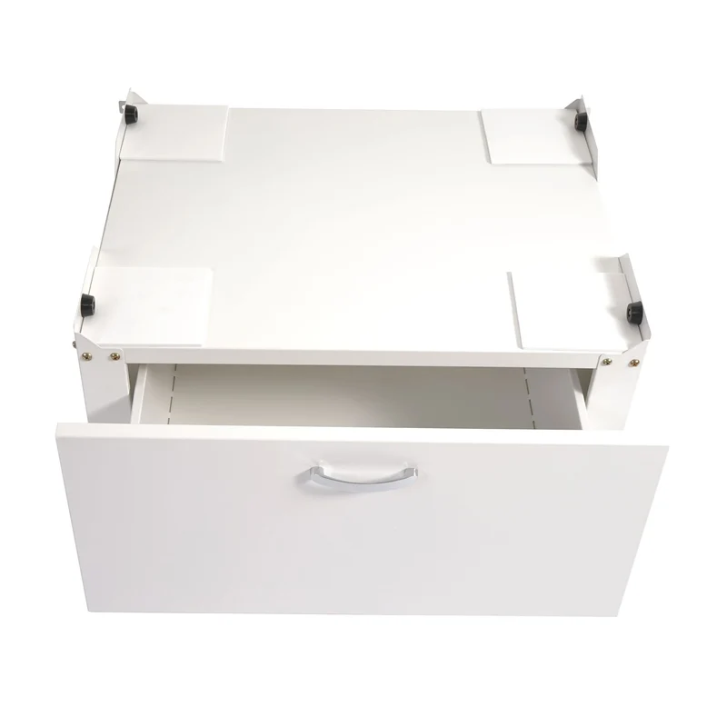 Meuble bas pour machine à laver avec tiroir avec tiroir 33 x 61 x 52 cm MDF et acier blanc 04_0007833