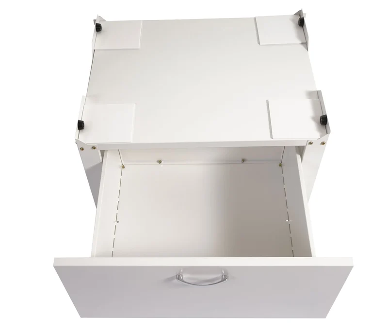 Meuble bas pour machine à laver avec tiroir avec tiroir 33 x 61 x 52 cm MDF et acier blanc 04_0007833