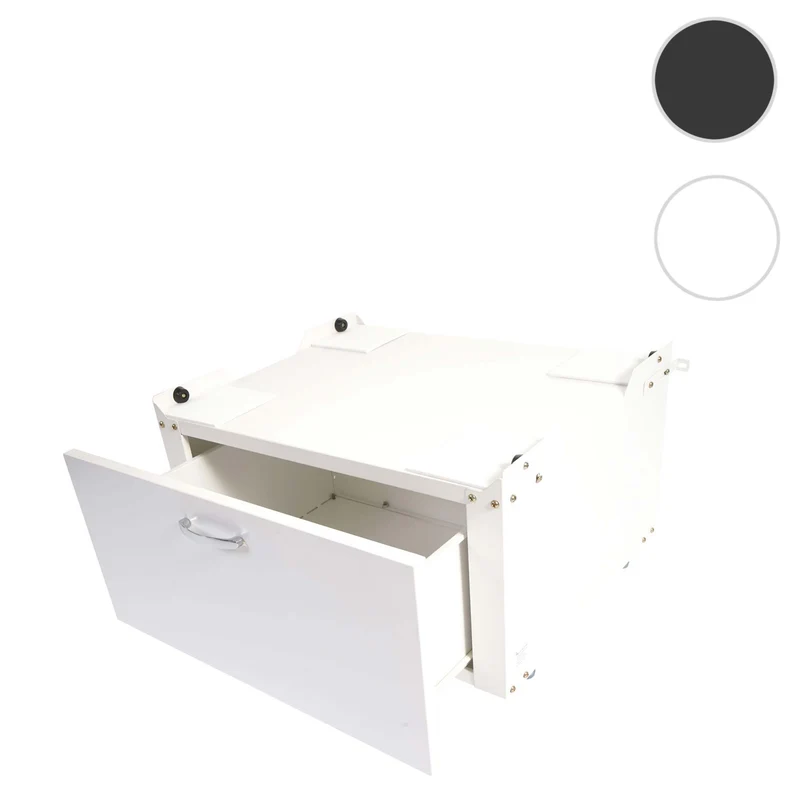 Meuble bas pour machine à laver avec tiroir avec tiroir 33 x 61 x 52 cm MDF et acier blanc 04_0007833