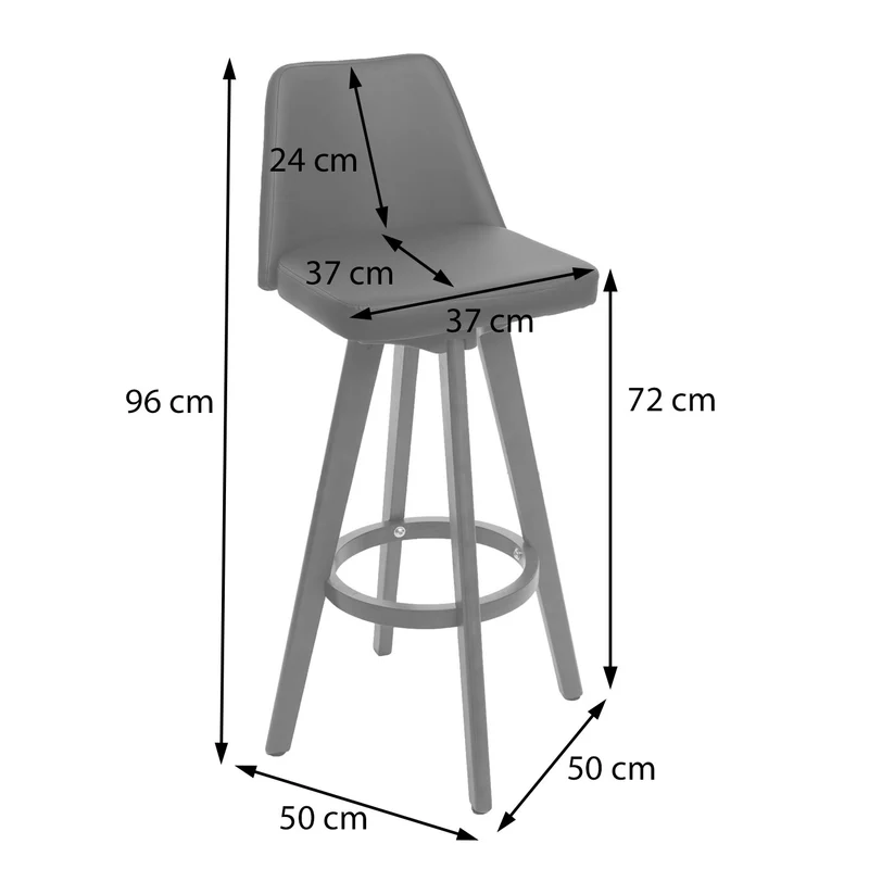 Lot de 2 tabourets de bar chaises comptoir rotatif en PVC crème et bois 04_0007455