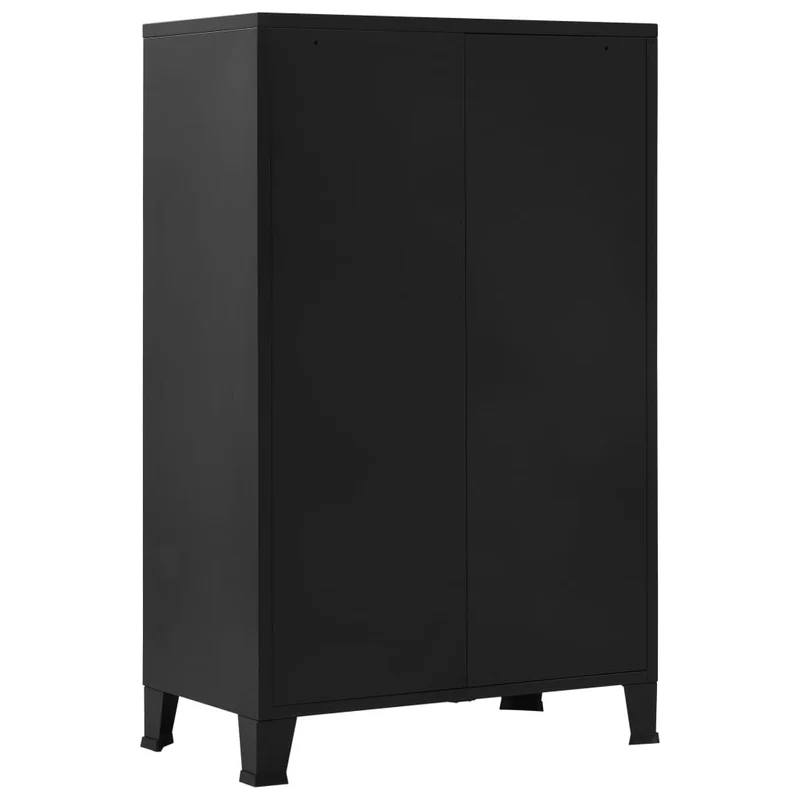 Meuble de bureau armoire de rangement avec 3 compartiments et 2 tiroirs avec porte-noms 75 x 40 x 120 cm acier noir DEC024459