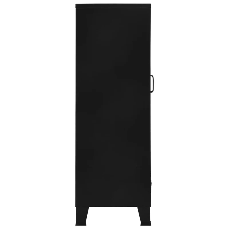 Meuble de bureau armoire de rangement avec 3 compartiments et 2 tiroirs avec porte-noms 75 x 40 x 120 cm acier noir DEC024459