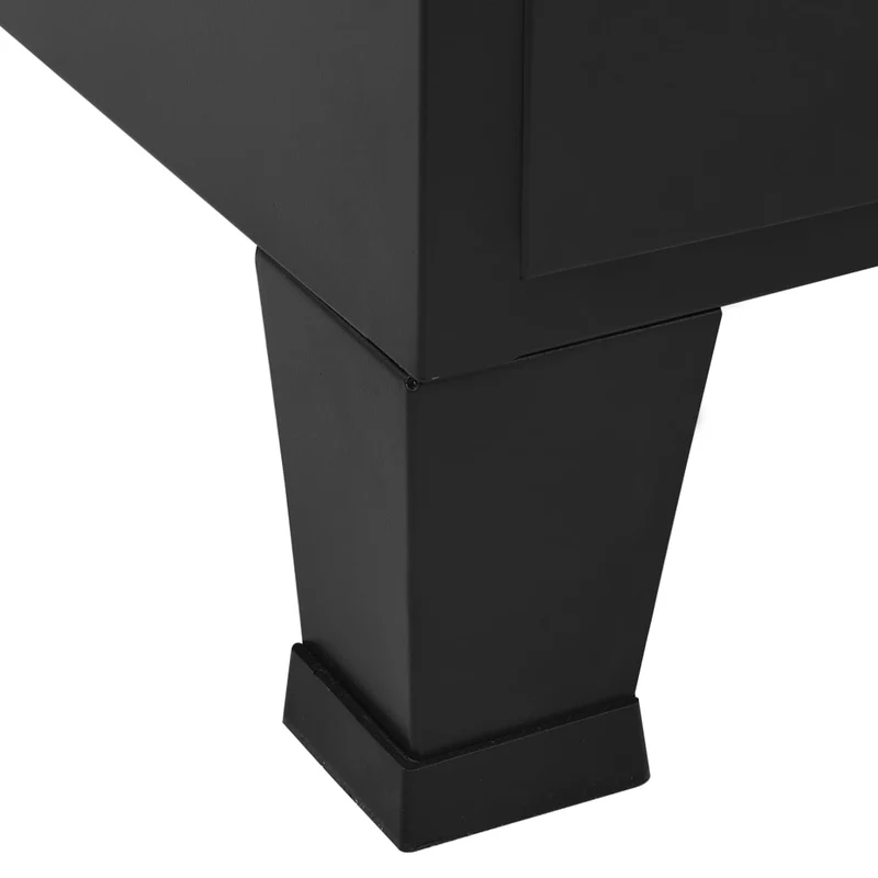 Meuble de bureau armoire de rangement avec 3 compartiments et 2 tiroirs avec porte-noms 75 x 40 x 120 cm acier noir DEC024459