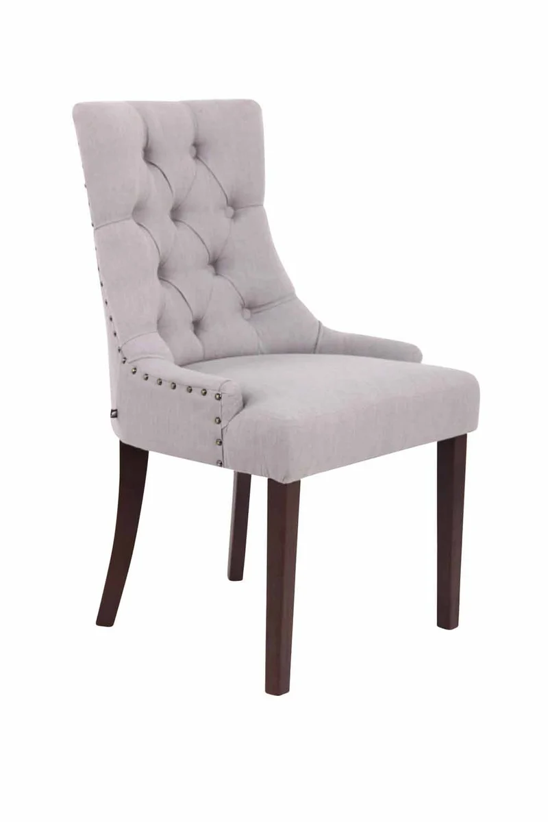 Chaise de salle à manger bureau ou coiffeuse capitonné en tissu gris pied foncé FAL10061