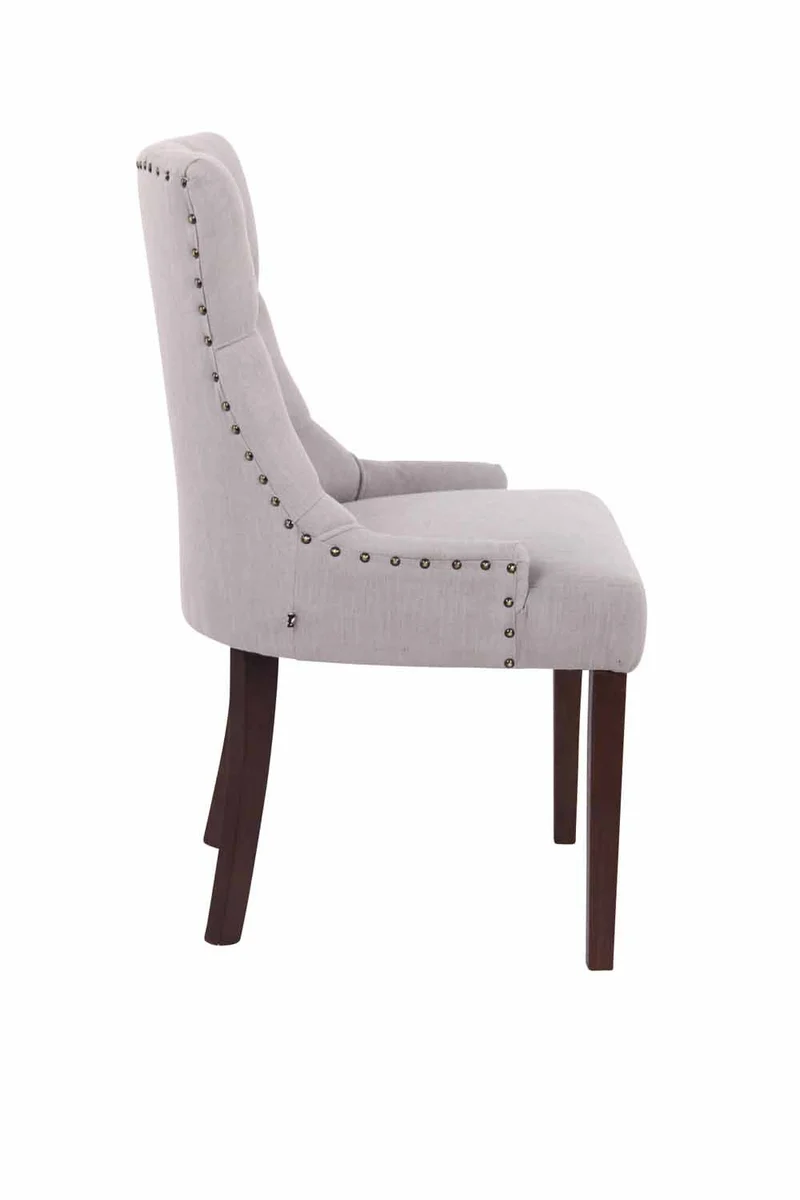 Chaise de salle à manger bureau ou coiffeuse capitonné en tissu gris pied foncé FAL10061