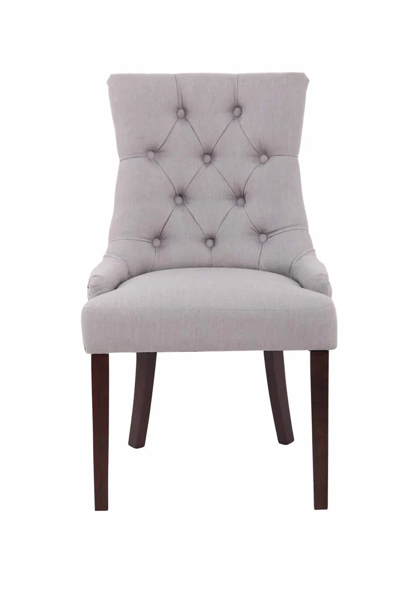 Lot de 2 chaises de salle à manger avec boutons décoratives assise en tissu gris pieds foncés 10_0001518