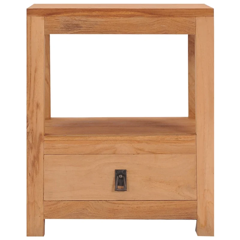 Table de chevet avec tiroir et étagère 40 x 30 x 50 cm bois de teck massif DEC032936