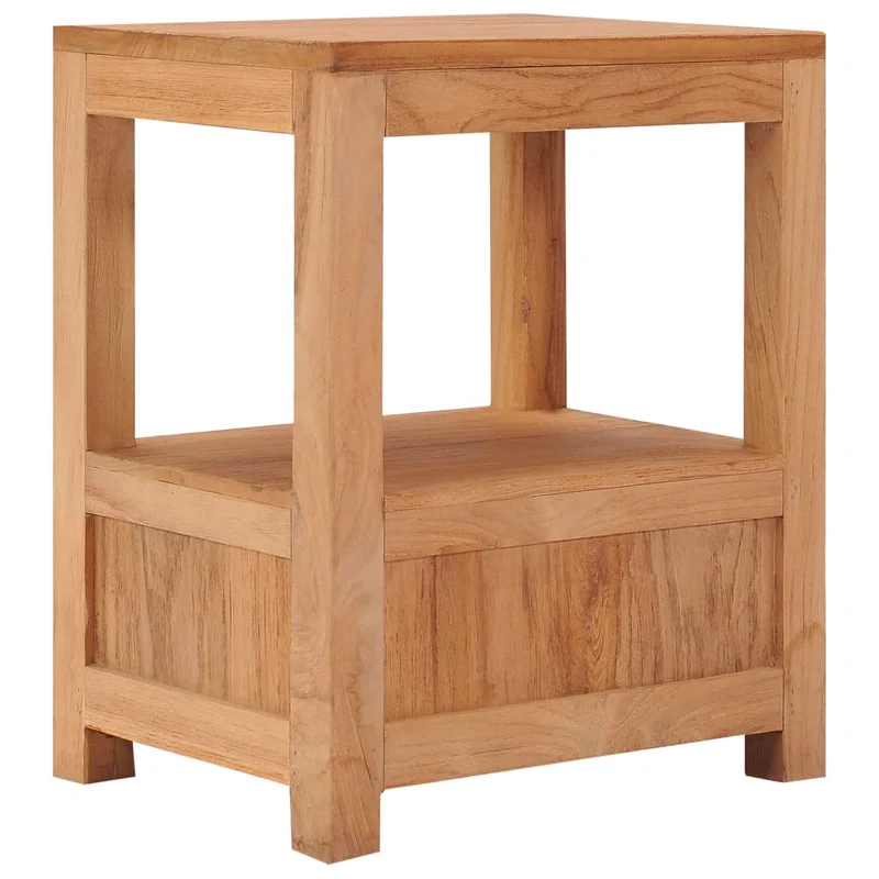 Table de chevet avec tiroir et étagère 40 x 30 x 50 cm bois de teck massif DEC032936