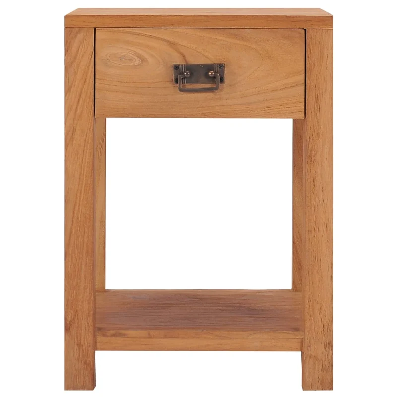 Table de chevet avc tiroir et étagère 35 x 35 x 50 cm bois de teck massif DEC032903