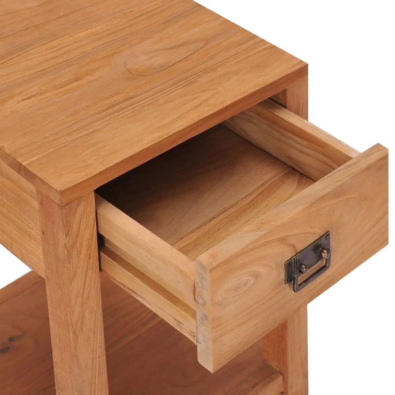 Table de chevet avc tiroir et étagère 35 x 35 x 50 cm bois de teck massif DEC032903