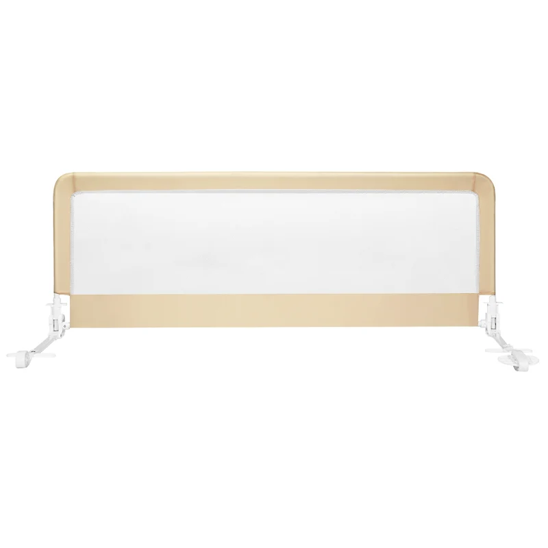Barrière de lit bébé hauteur ajustable avec tissu en maille durable ceinture de fixation beige 20_0000222