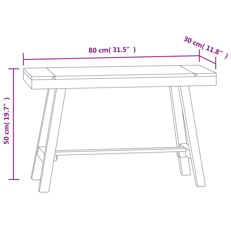 Banc support plantes assise design industriel 80 x 30 x 50 cm bois massif de teck brun DEC025001