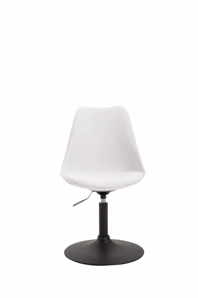 Chaise de salle à manger x1 pivotante hauteur réglable en plastique blanc et pied trompette en métal noir 10_0003766