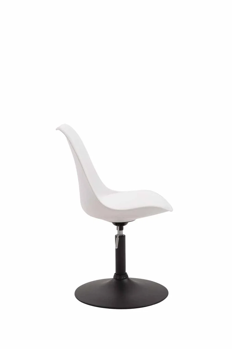 Chaise de salle à manger x1 pivotante hauteur réglable en plastique blanc et pied trompette en métal noir 10_0003766