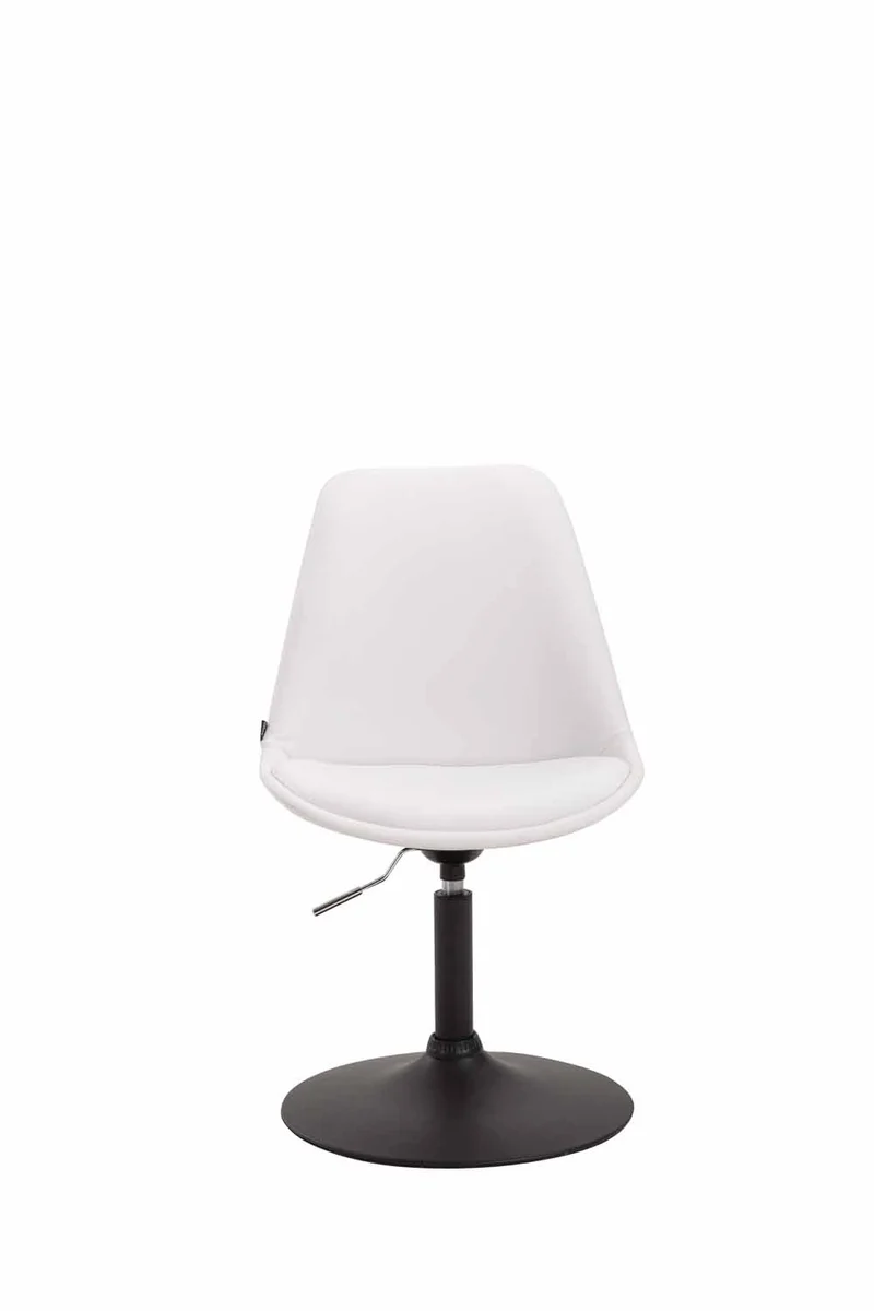 Chaise de salle à manger x1 pivotante hauteur réglable en PVC blanc et pied trompette en métal noir 10_0003761