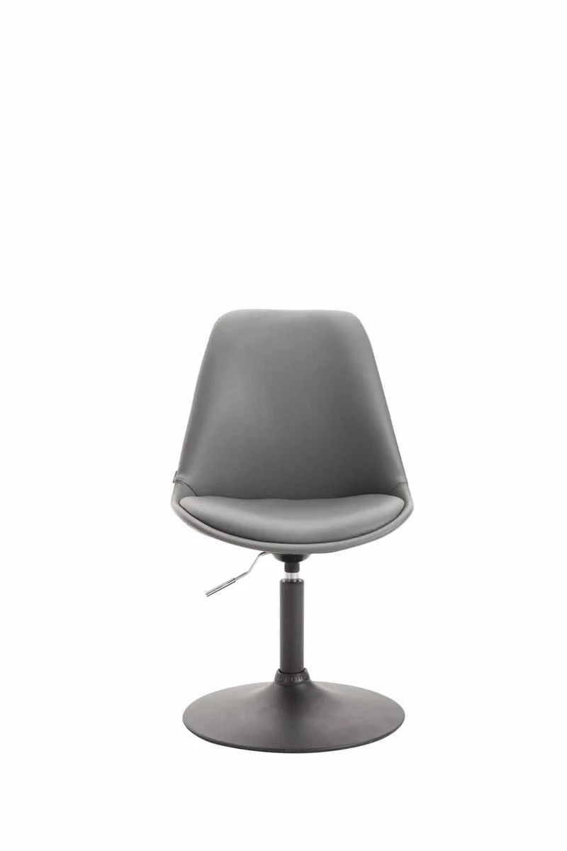 Chaise de salle à manger x1 pivotante hauteur réglable en PVC gris et pied trompette en métal noir 10_0003759